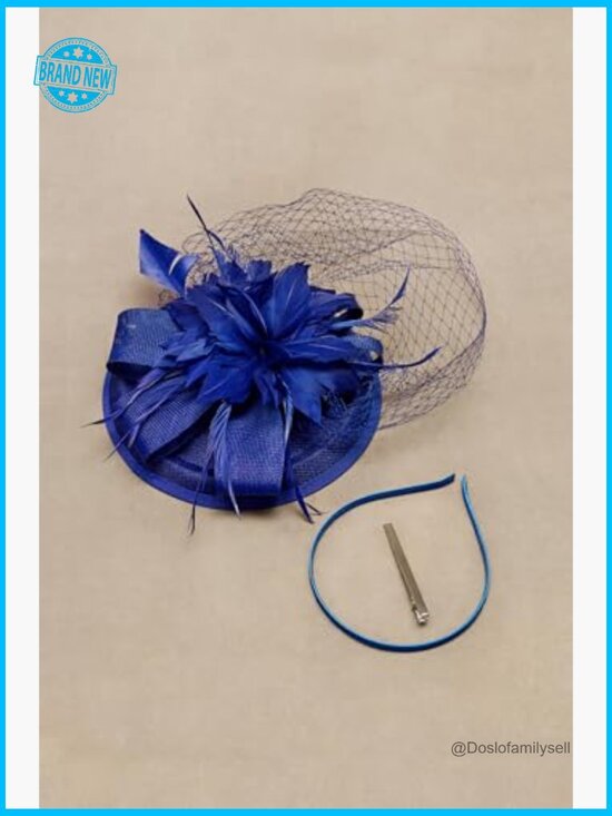 Fascinator Hat Veil Feather Derby Tea Party Kentucky Pillbox Wedding Headpiece main image 3